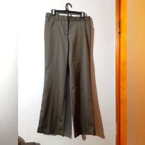 Bogari Women's Silk Blend Pants Dress Wide Flare  Gray Stripe Size 8